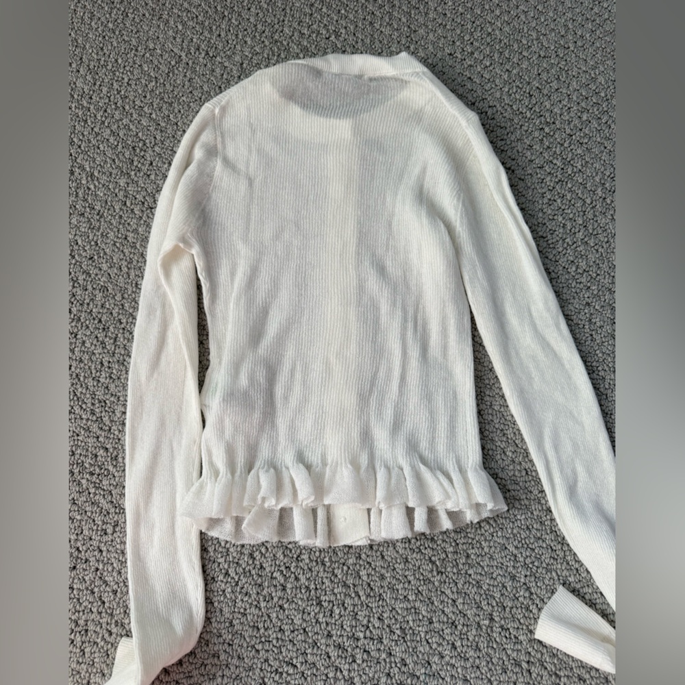 Jcrew White Button-Front Ribbed Knit Cardigan - Picture 2 of 3